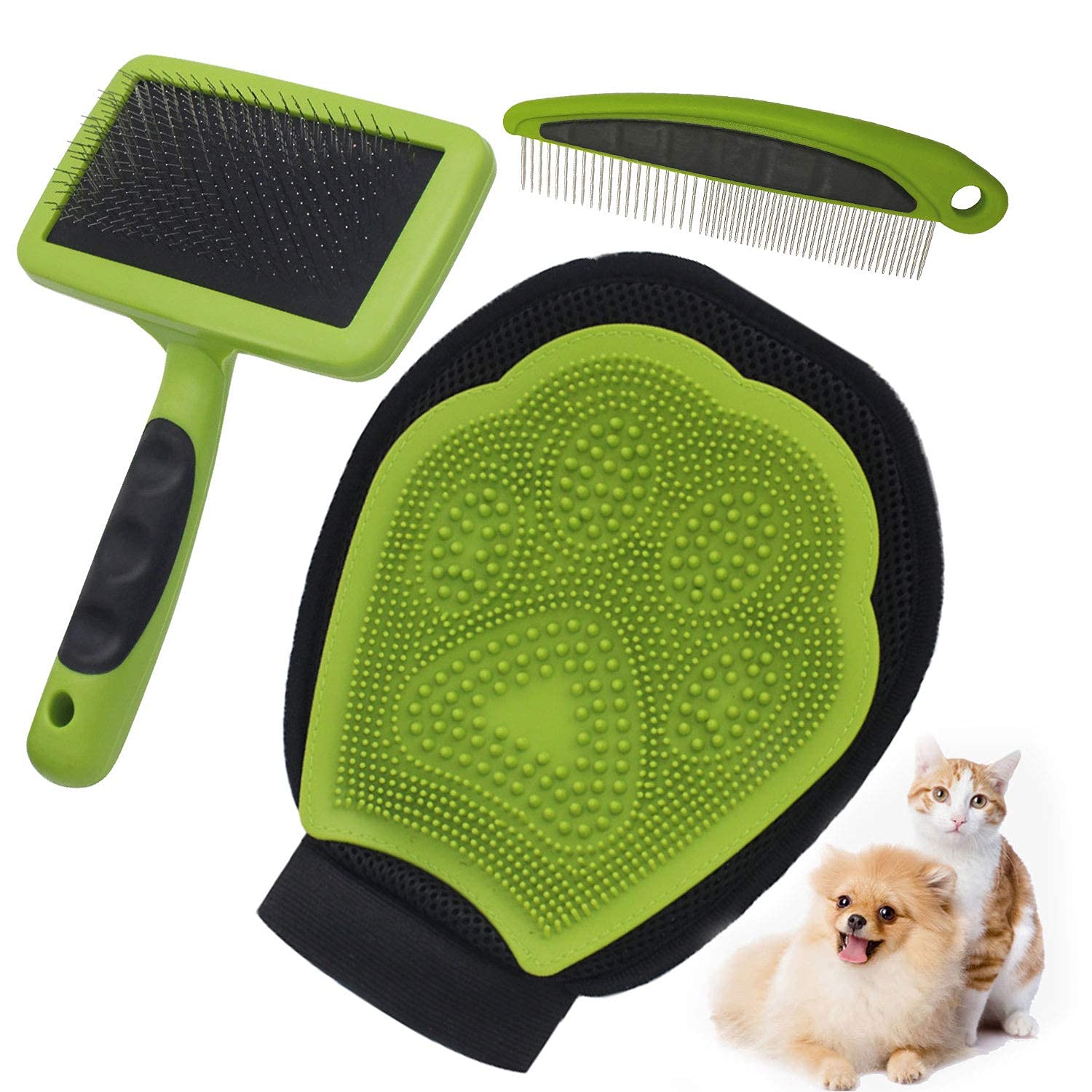 Grooming Gloves + Brush Set